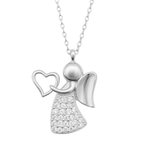 Silverhalsband 42cm med ängel